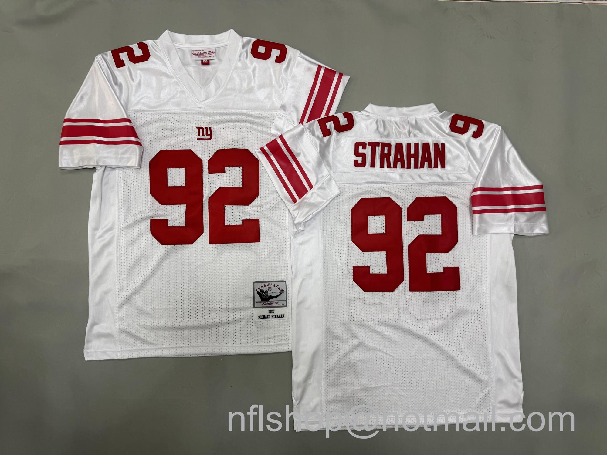 Men's New York Giants #92 Michael Strahan White 2007 Mitchell & Ness Jersey