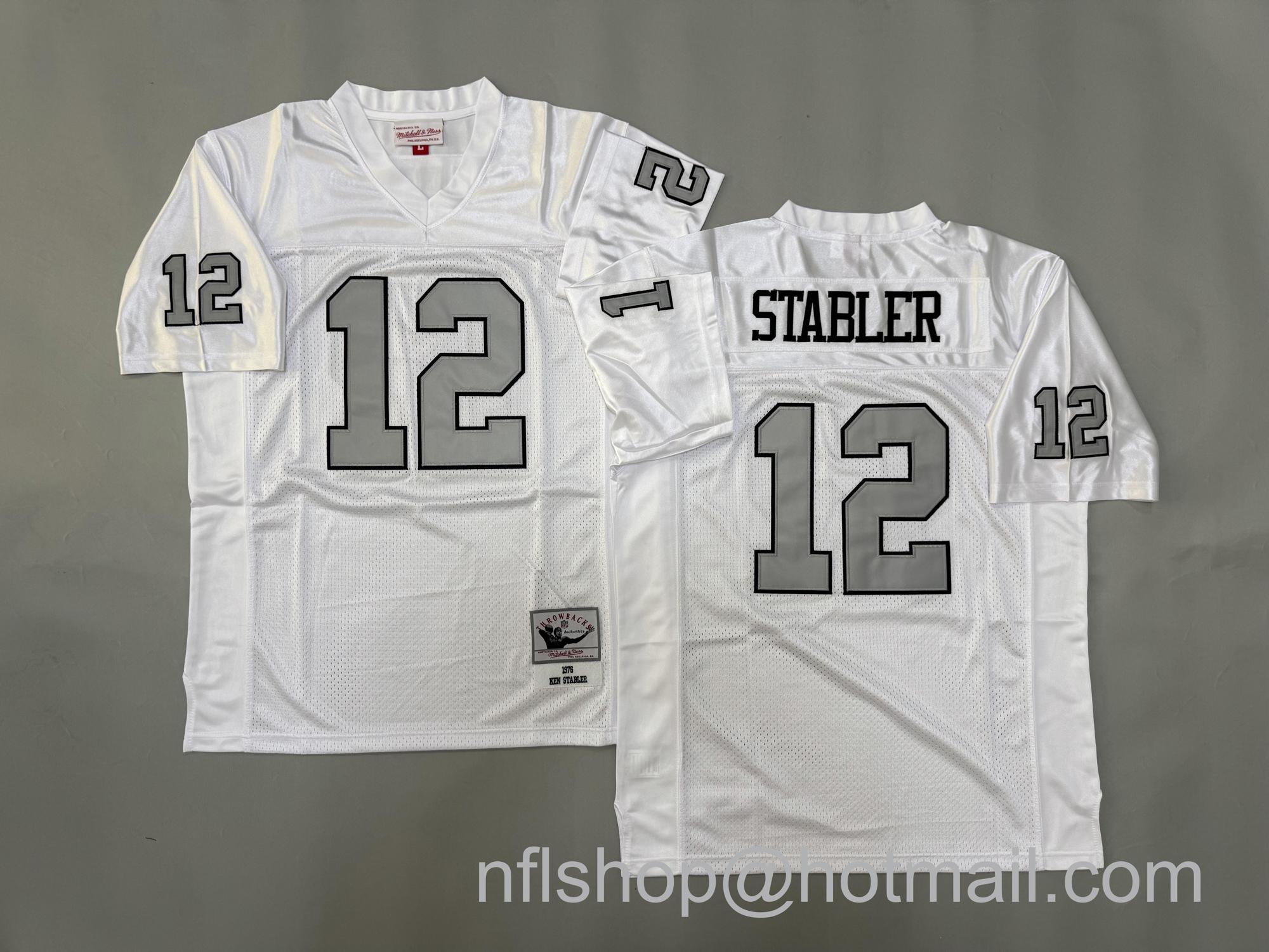 Men's Oakland Raiders #12 Ken Stabler White 1976 Mitchell & Ness Jersey