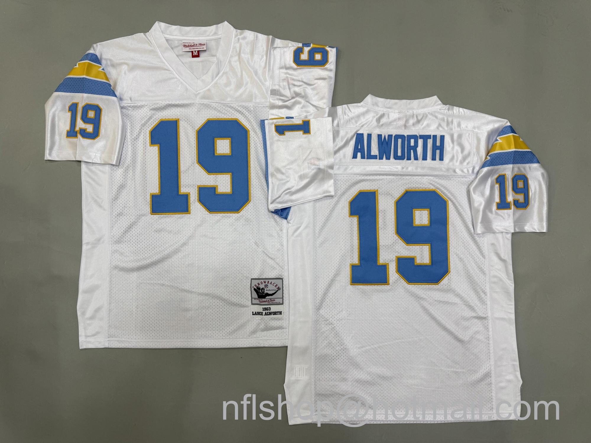 Men's Los Angeles Chargers #19 Lance Alworth White 1963 Mitchell & Ness Jersey