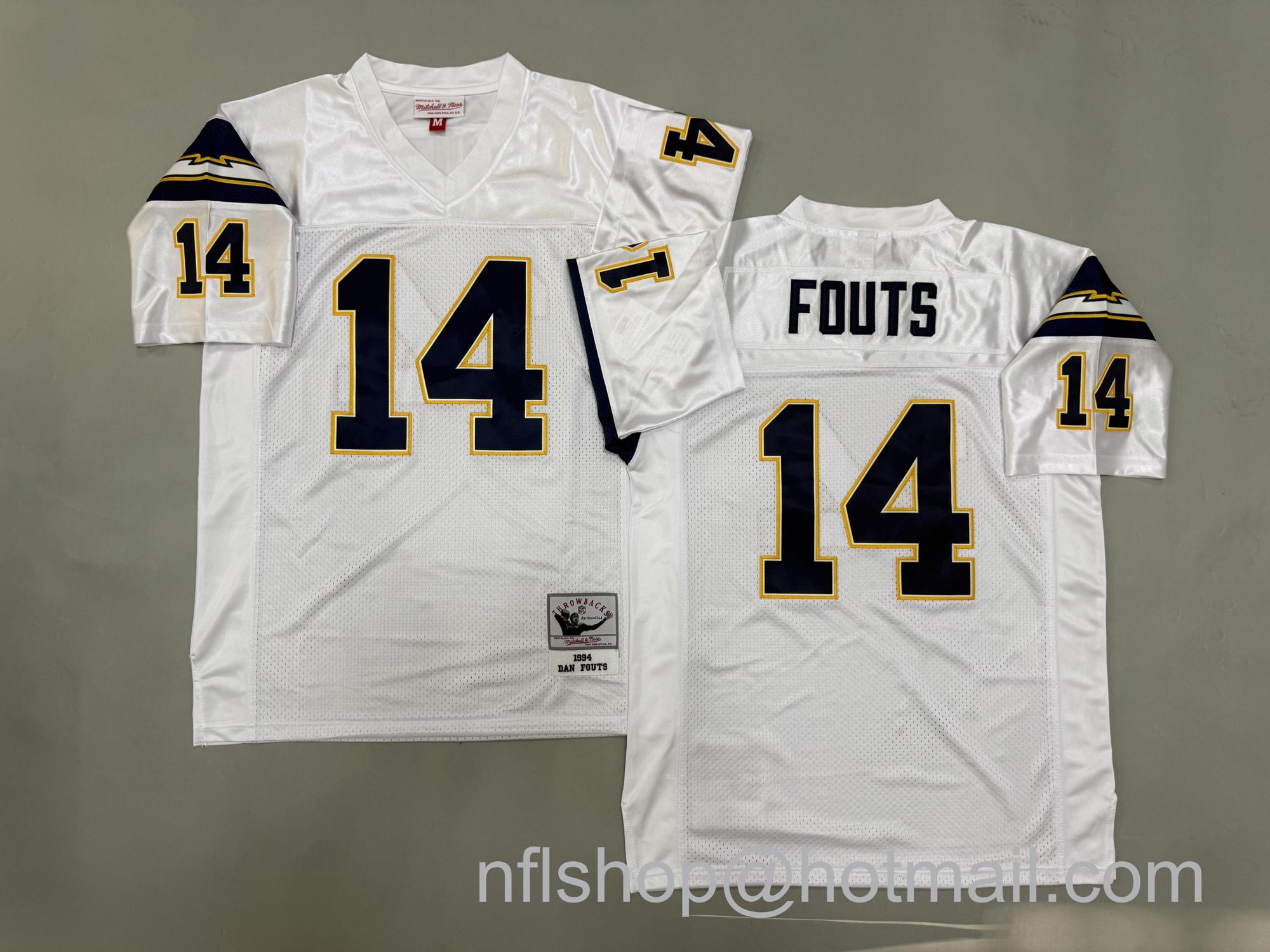 Men's Los Angeles Chargers #14 Dan Fouts White 1994 Mitchell & Ness Jersey