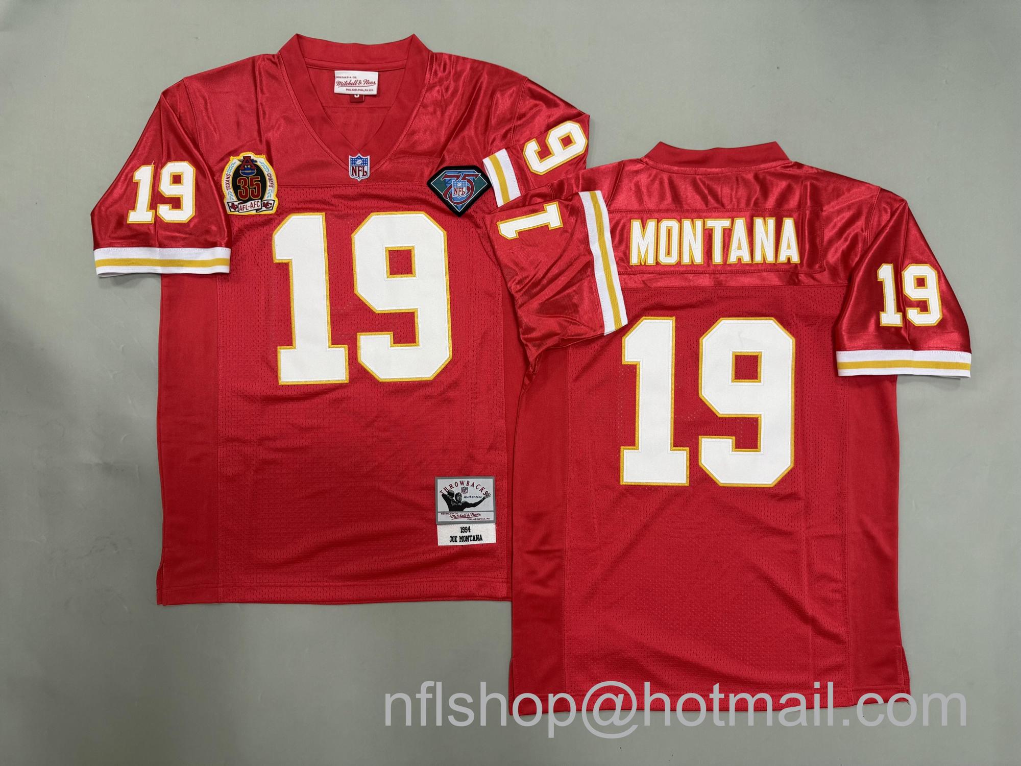 Men's Kansas City Chiefs #19 Joe Montana 1994 Red Throwback NFL Jersey