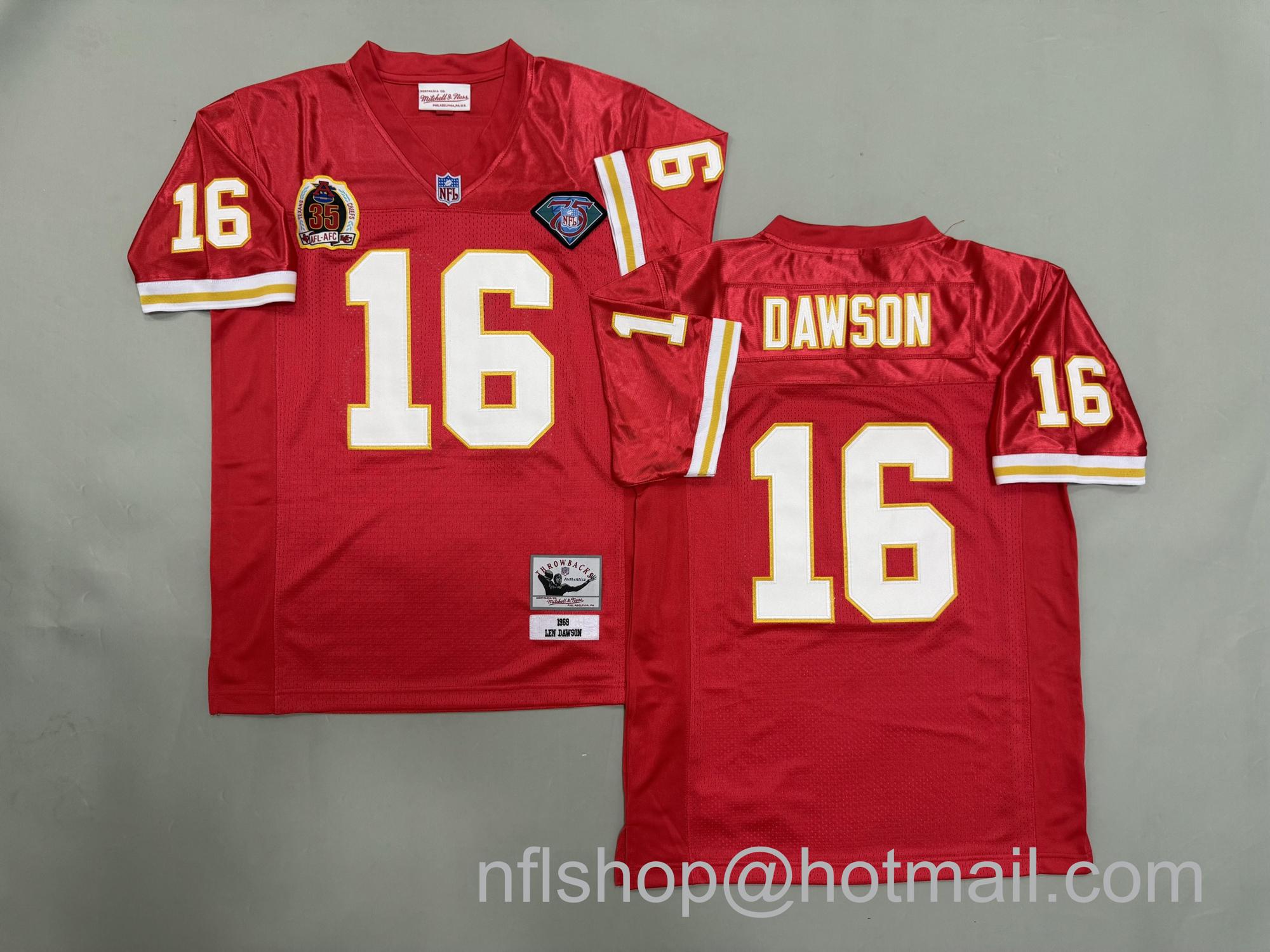 Men's Kansas City Chiefs #16 Len Dawson Red 1969 Throwback NFL Jersey