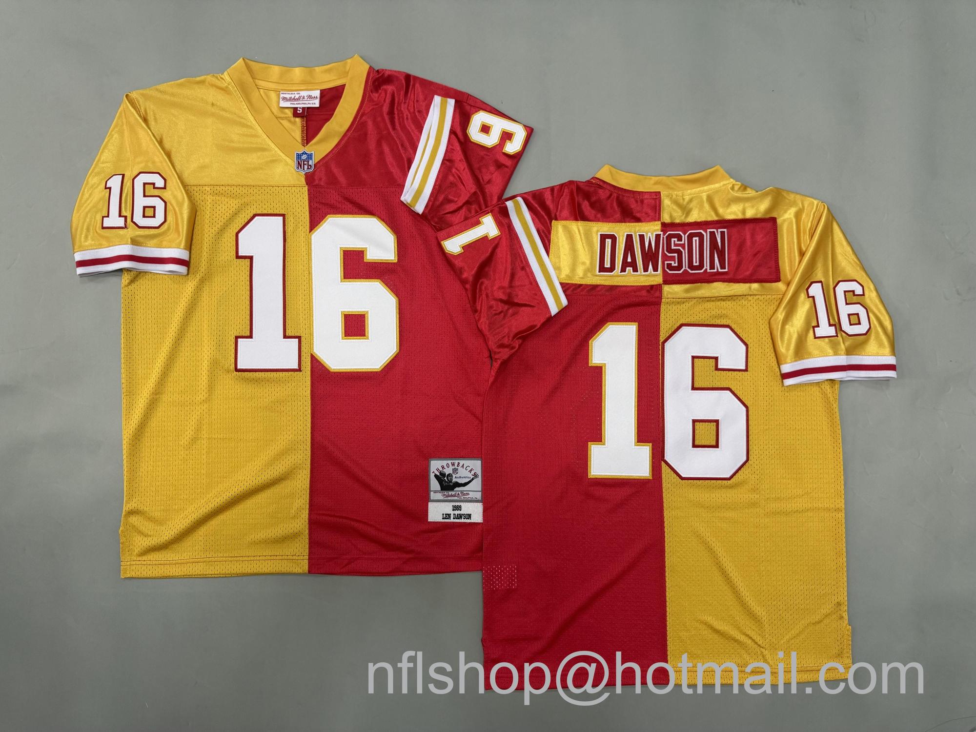 Men's Kansas City Chiefs #16 Len Dawson 1969 Split Throwback NFL Jersey