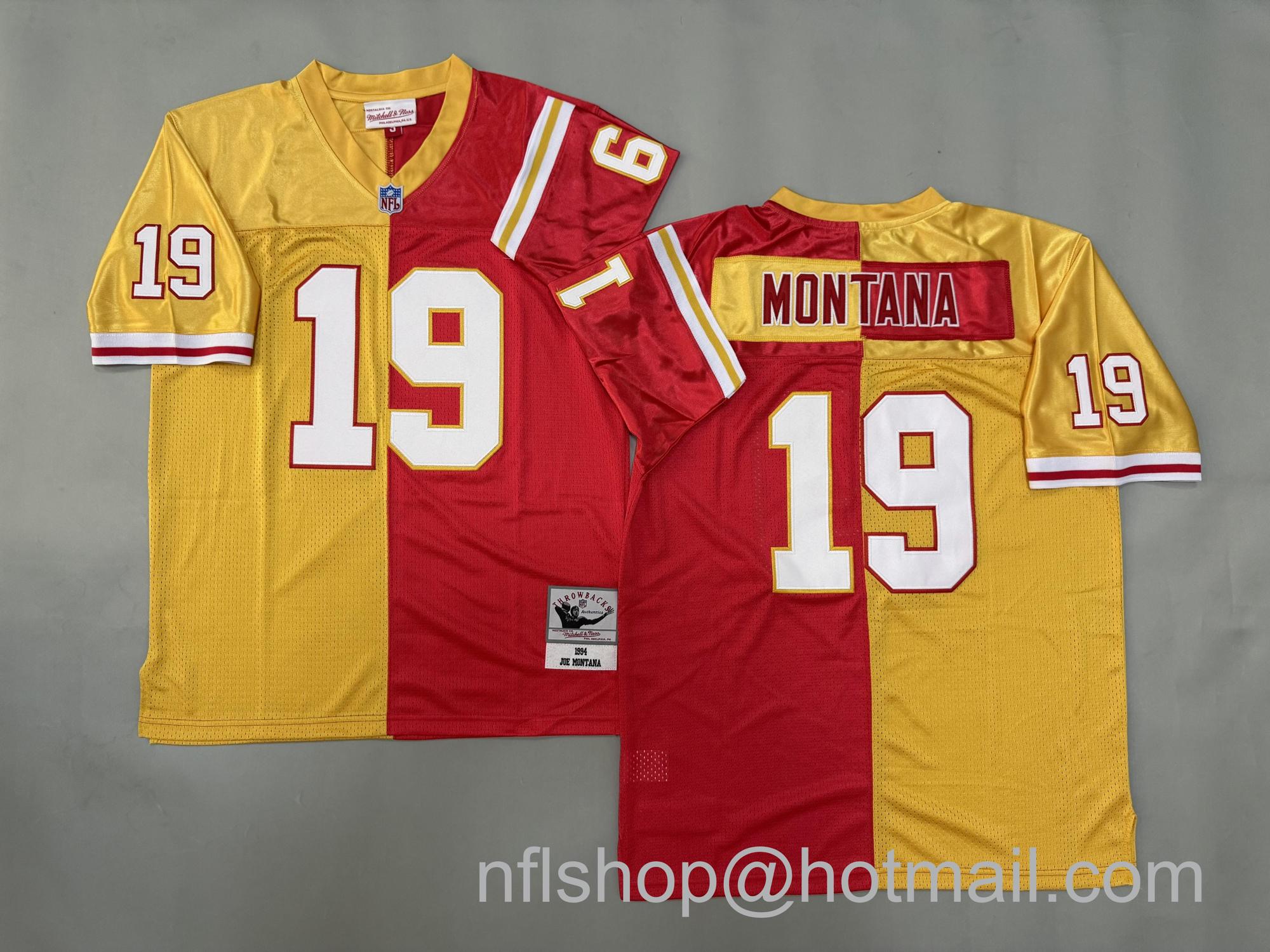 Men's Kansas City Chiefs #19 Joe Montana 1994 Split Throwback NFL Jersey