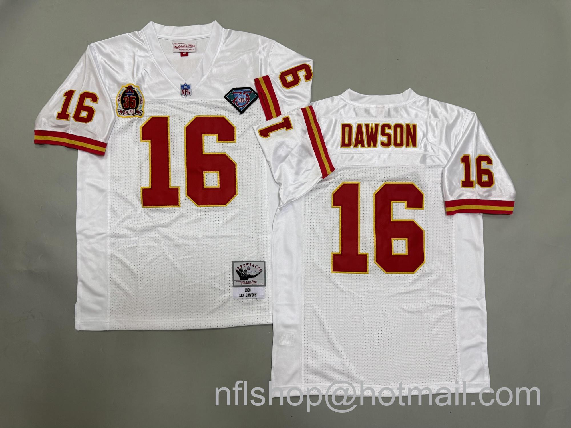 Men's Kansas City Chiefs #16 Len Dawson 1969 White Throwback NFL Jersey