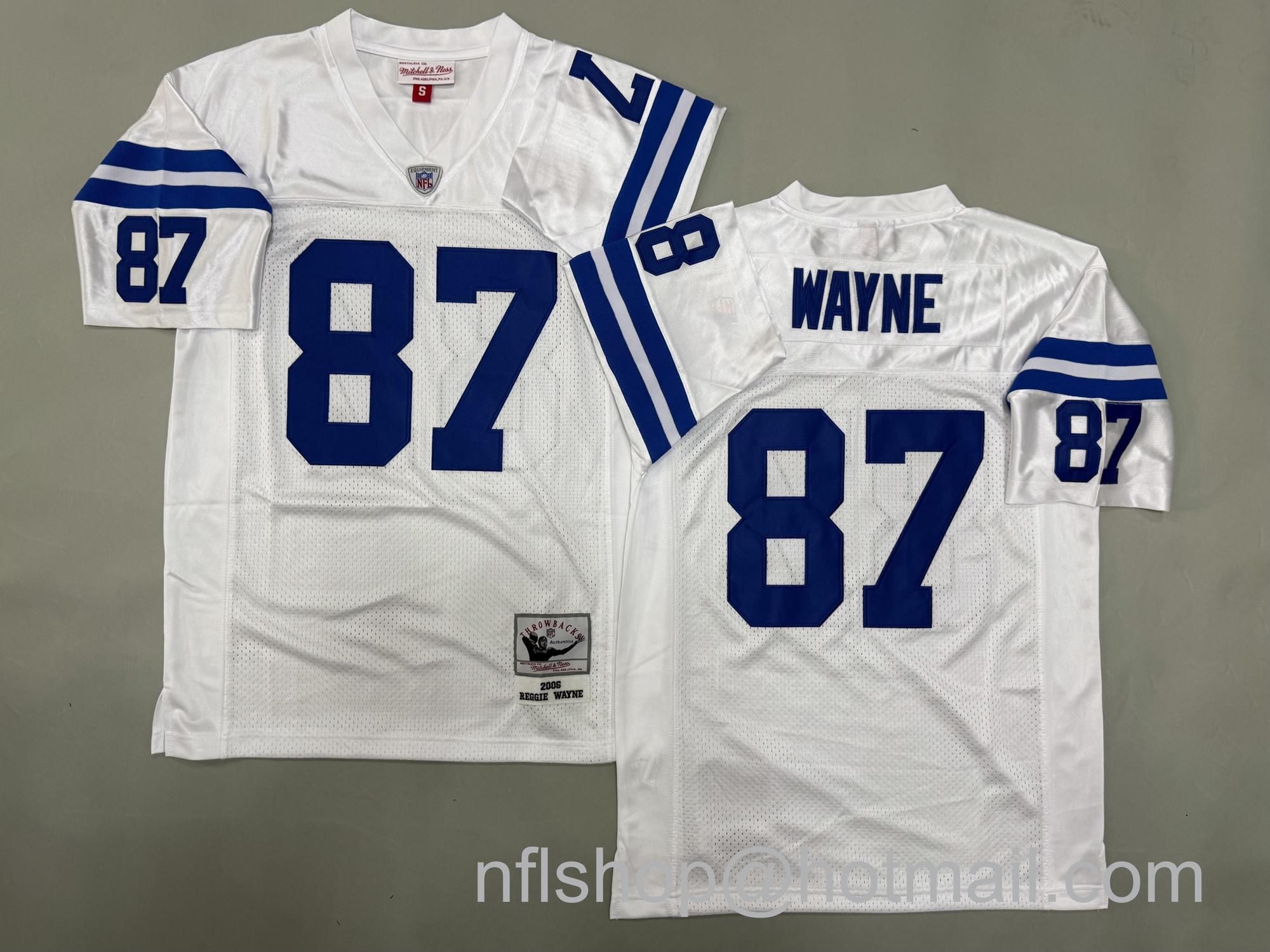 Men's Indianapolis Colts #87 Reggie Wayne White 2006 Throwback NFL Jersey