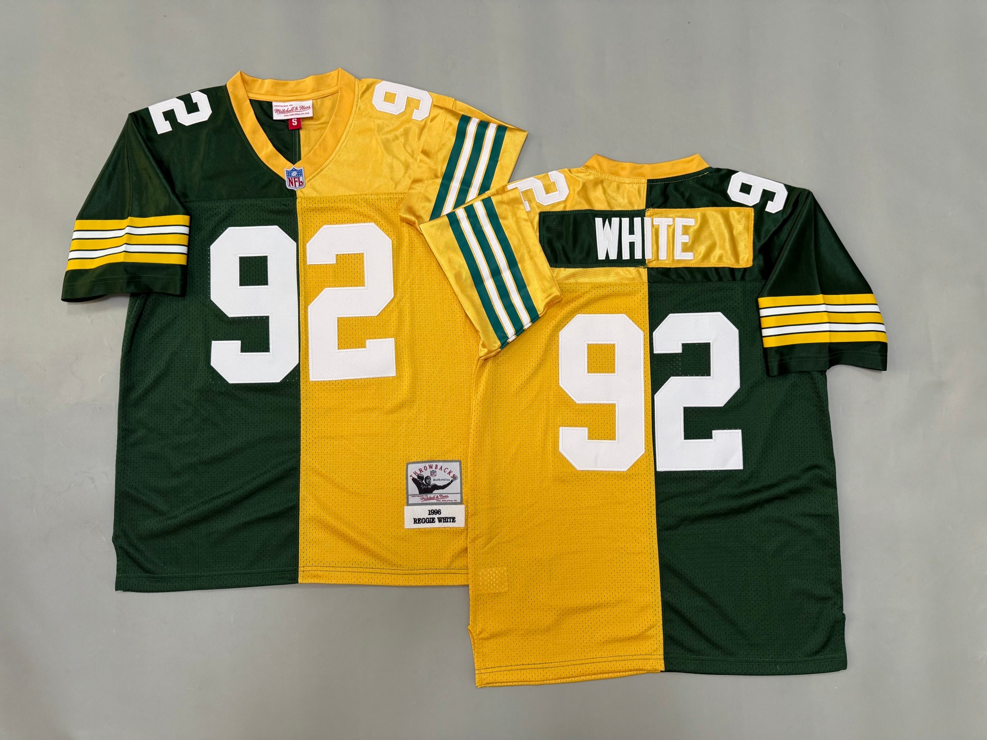 Men's Green Bay Packers #92 Reggie White Split 1996 Throwback NFL Jersey