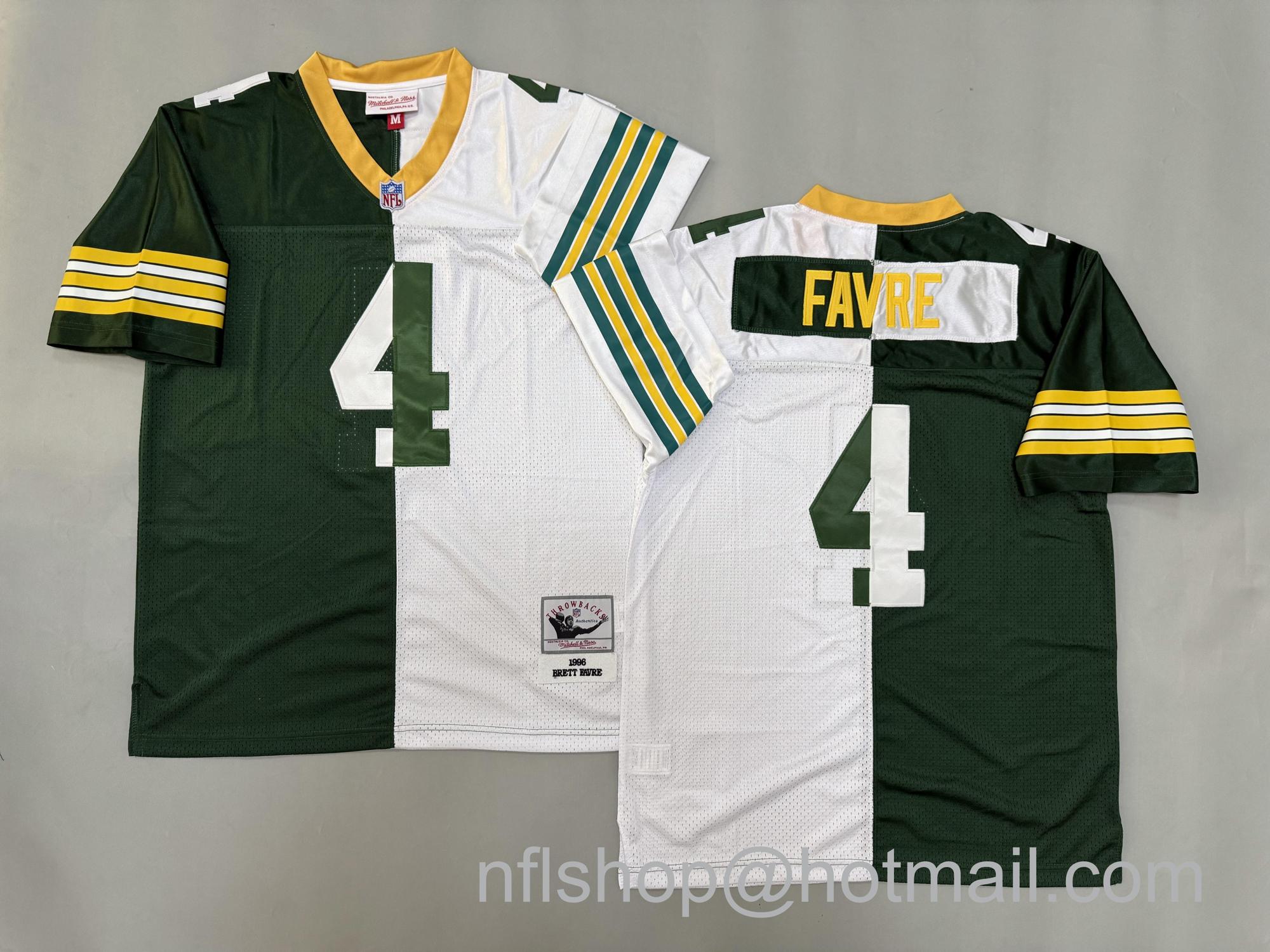 Men's Green Bay Packers #4 Brett Favre Split 1996 Throwback NFL Jerseys