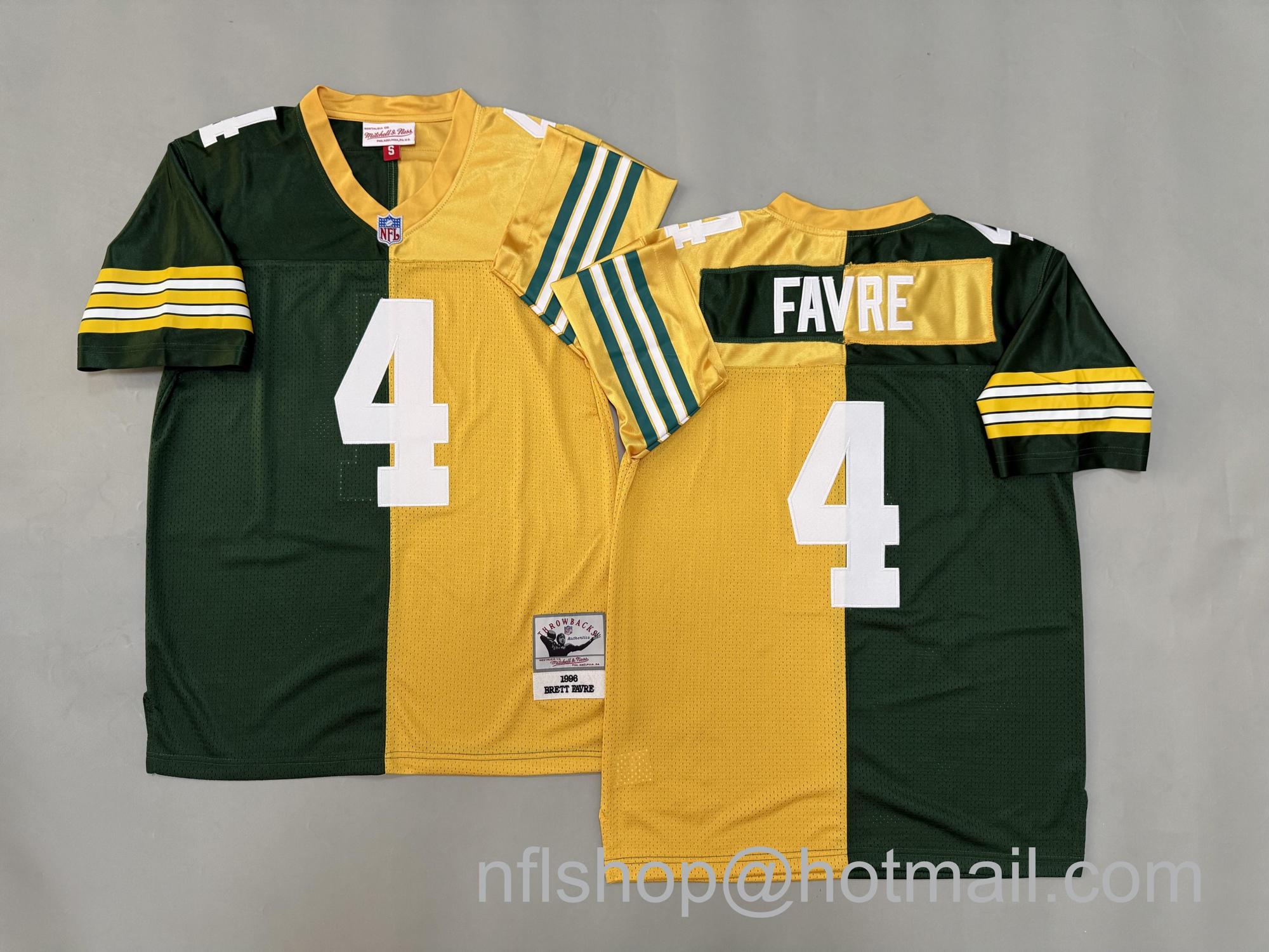 Men's Green Bay Packers #4 Brett Favre Split 1996 Throwback NFL Jersey