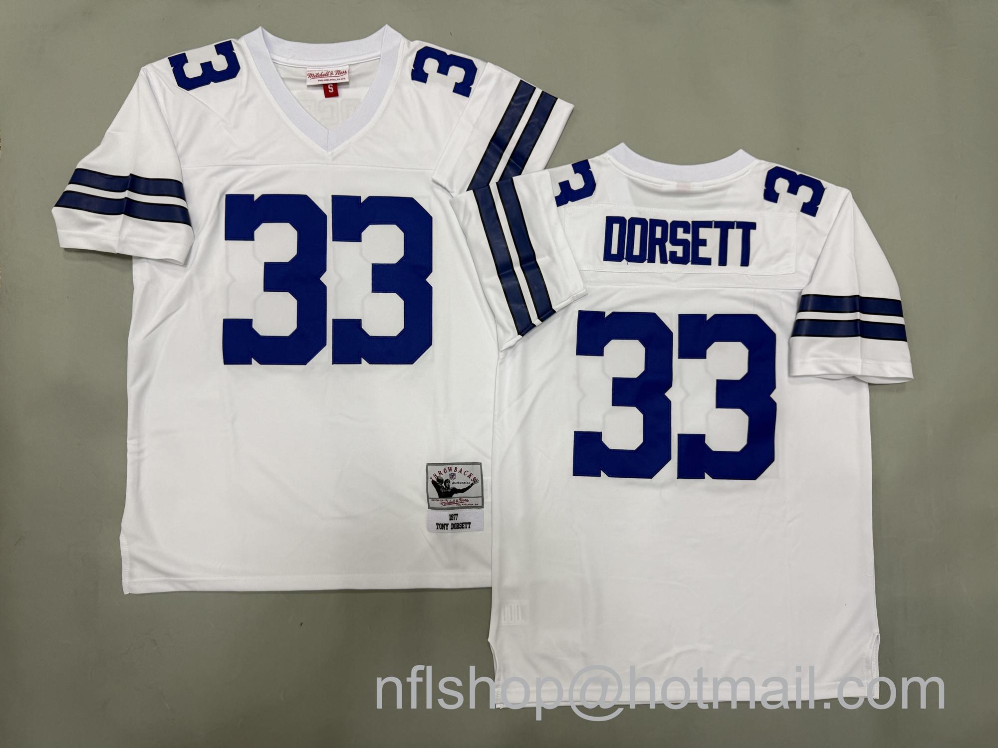 Men's Dallas Cowboys #33 Tony Dorsett White 1977 Mitchell & Ness Jersey