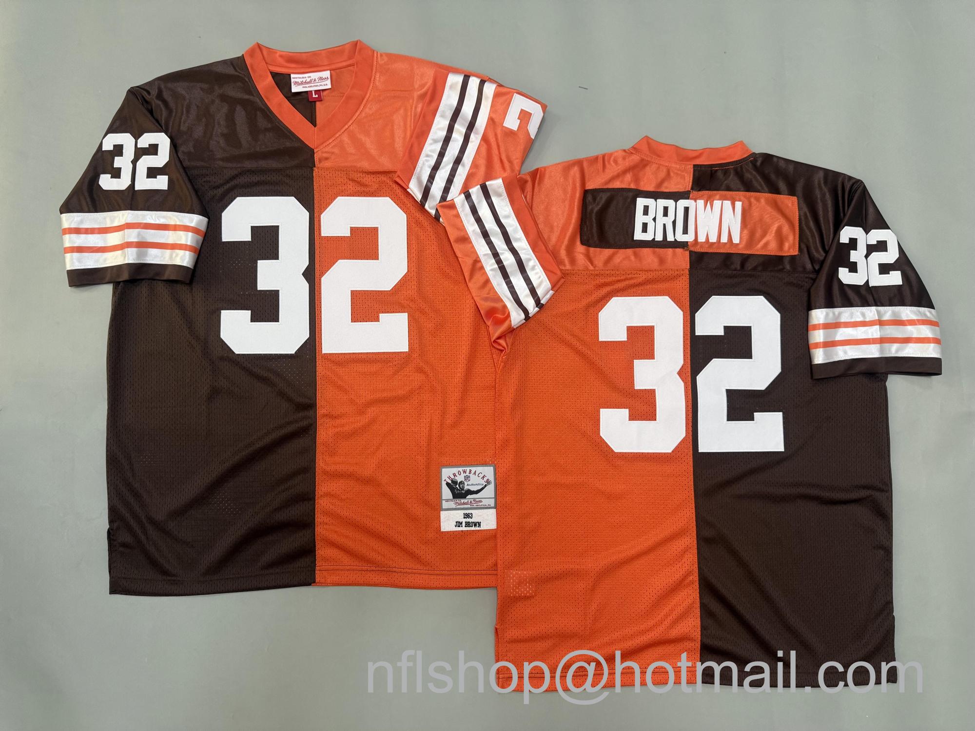 Men's Cleveland Browns #32 Jim Brown Split 1963 Mitchell & Ness Jersey