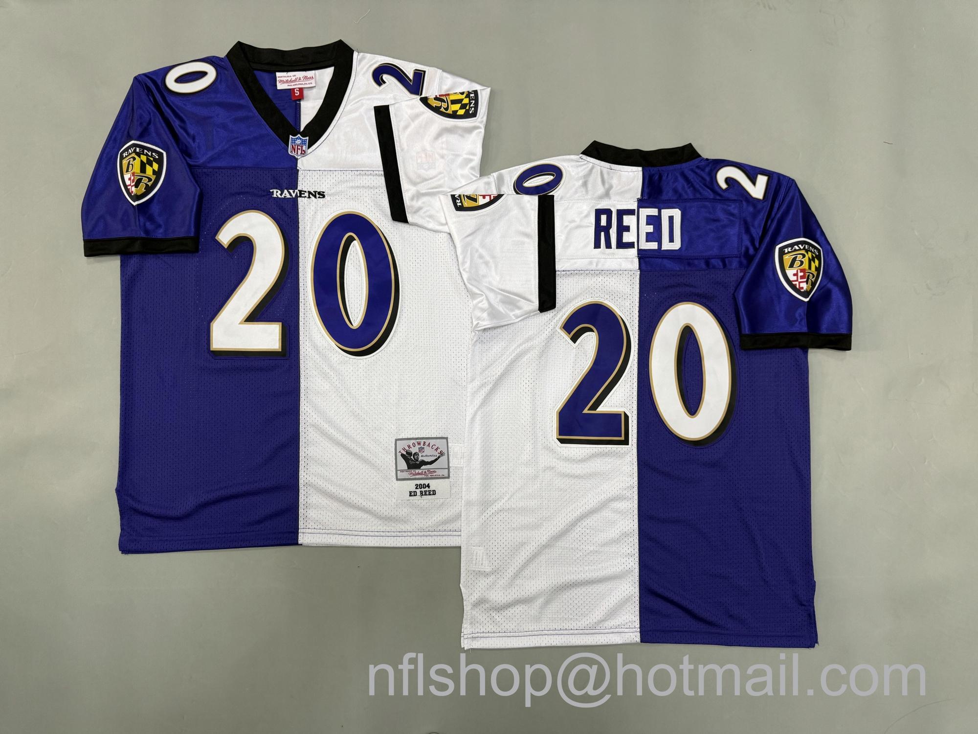Men's Baltimore Ravens #20 Ed Reed Split 2004 Throwback NFL Jersey