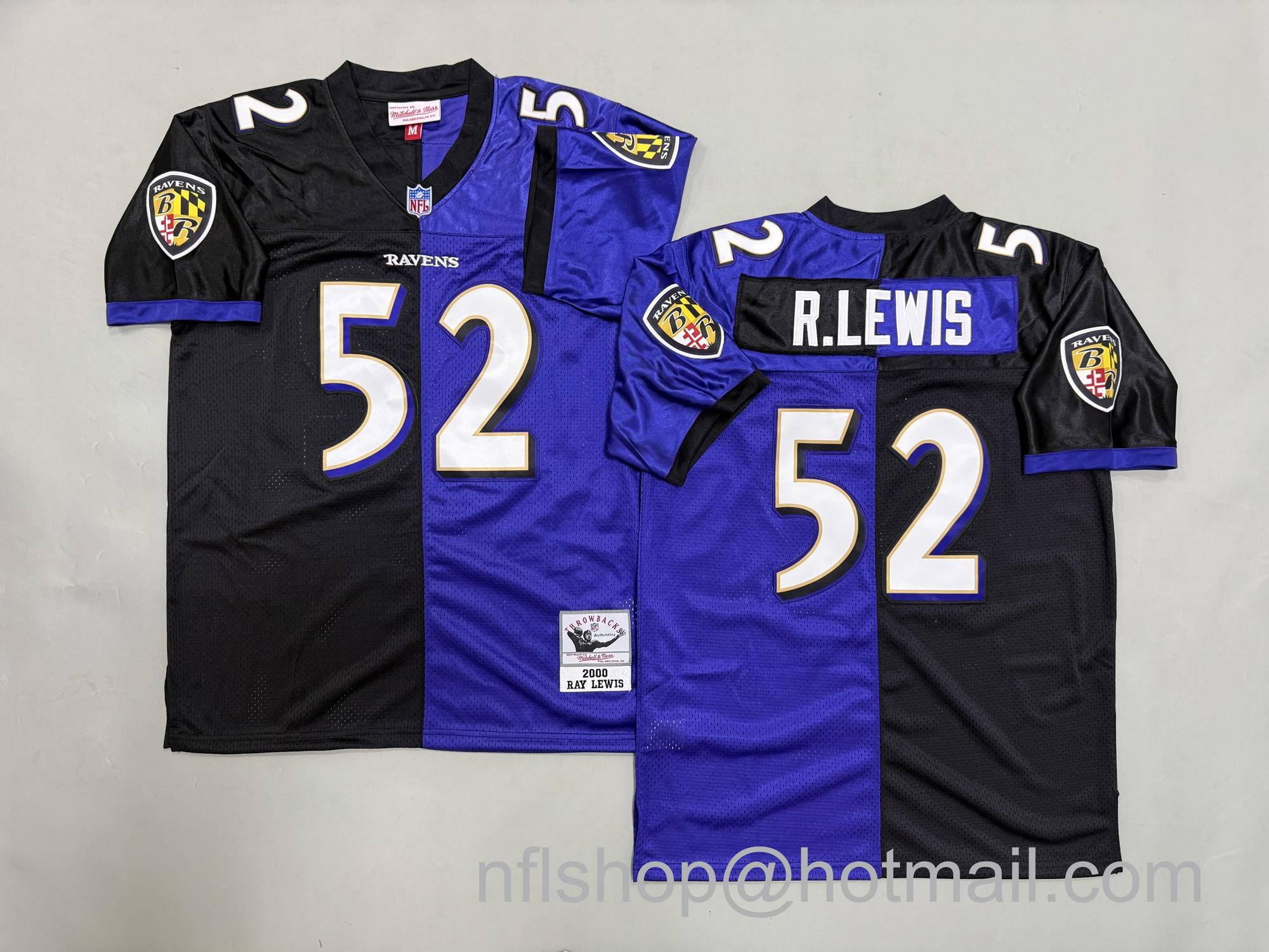 Men's Baltimore Ravens #52 Ray Lewis Split 2000 Throwback NFL Jersey