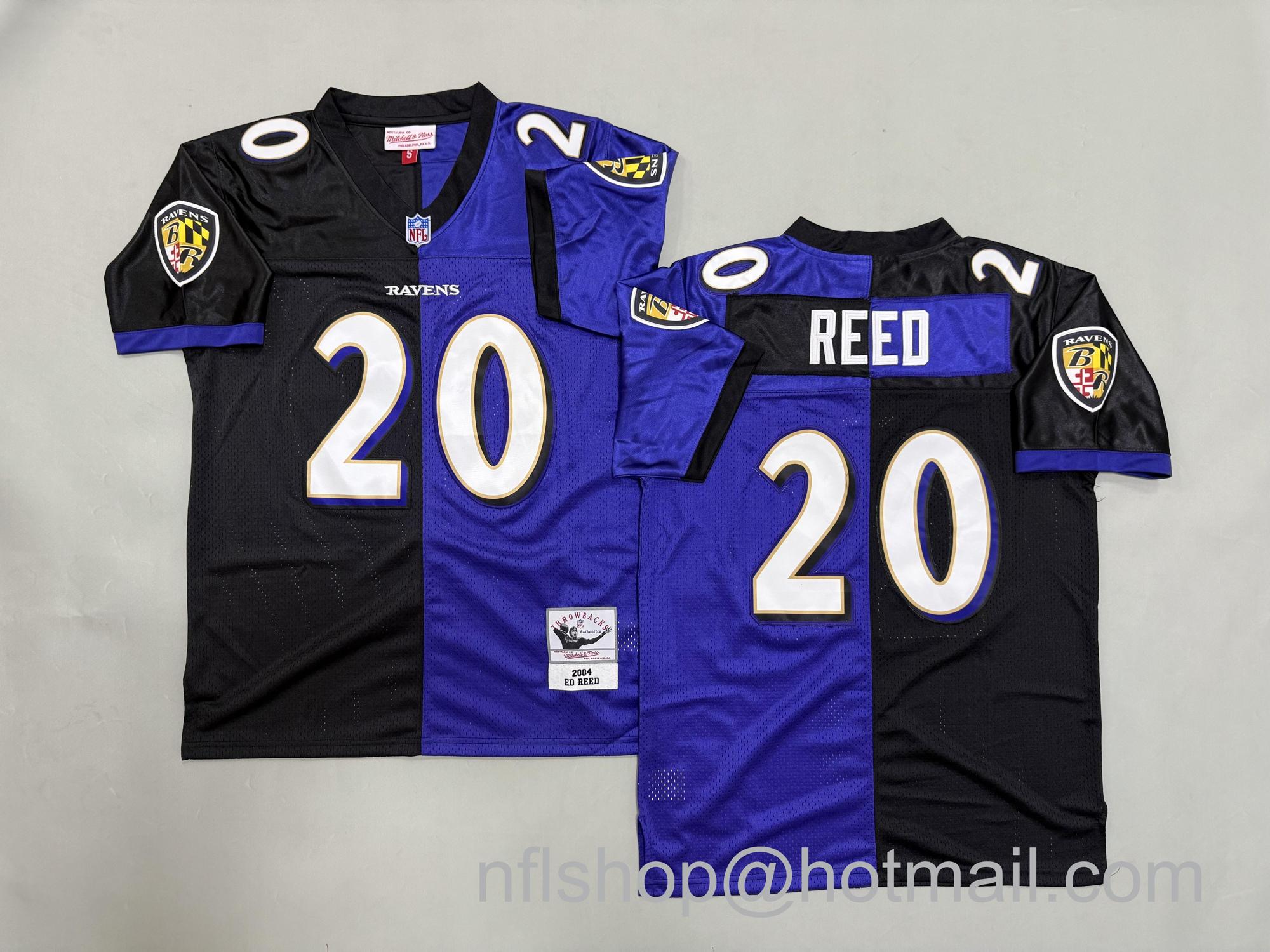 Men's Baltimore Ravens #20 Ed Reed Split 2004 Throwback NFL Jerseys