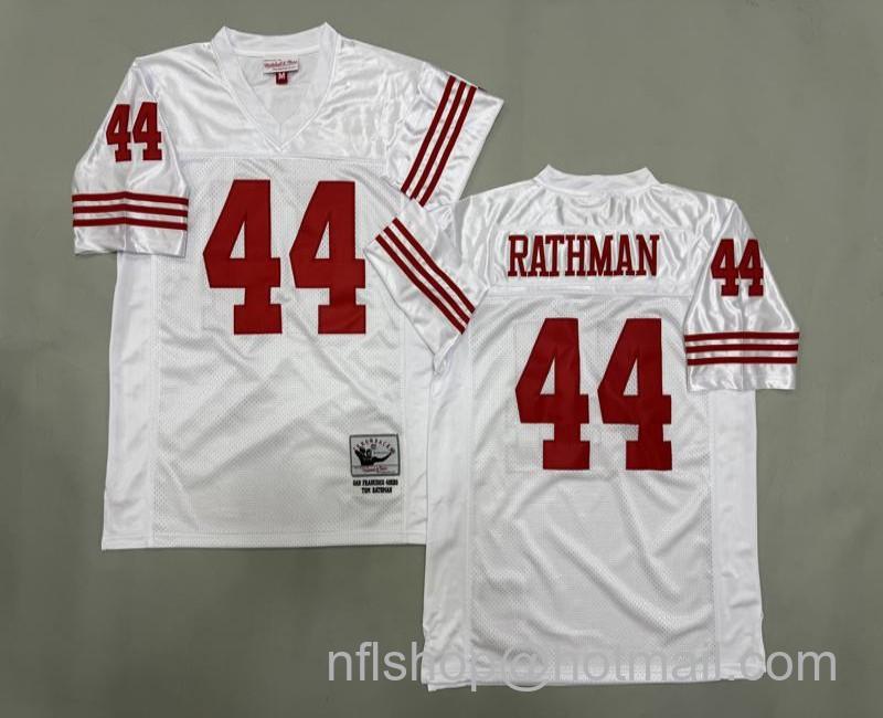 Men's San Francisco 49ers #44 Tom Rathman White Mitchell & Ness Jersey