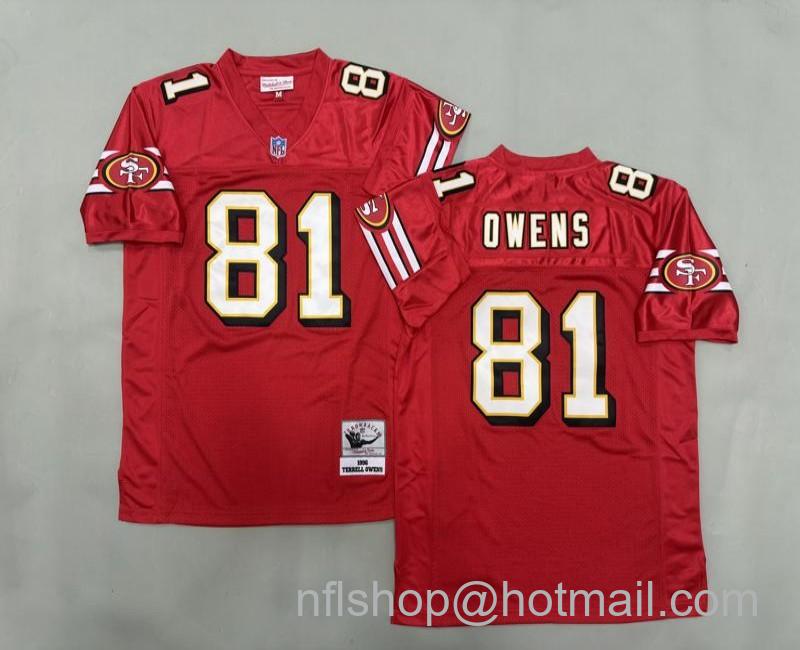 Men's San Francisco 49ers #81 Terrell Owens Red 1996 Mitchell & Ness Jersey