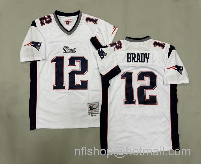 Men's New England Patriots #12 Tom Brady White Mitchell & Ness Jersey