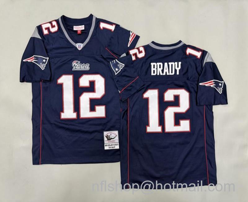 Men's New England Patriots #12 Tom Brady Navy Mitchell & Ness Jersey