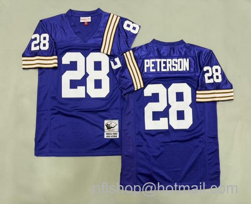Men's Minnesota Vikings #28 Adrian Peterson Purple Mitchell & Ness Jersey