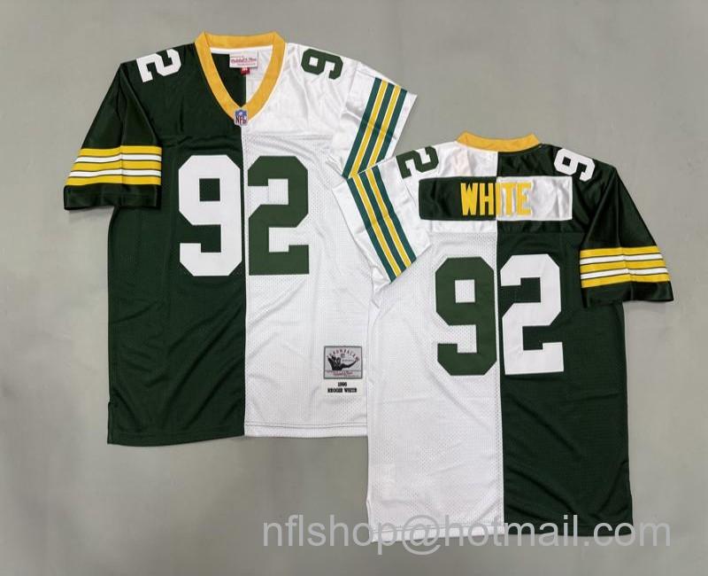 Men's Green Bay Packers #92 Reggie White Split 1996 Mitchell & Ness Jersey
