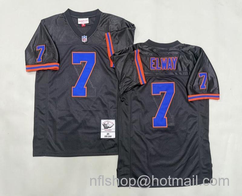 Men's Denver Broncos #7 John Elway Black 1990 Mitchell & Ness Jersey