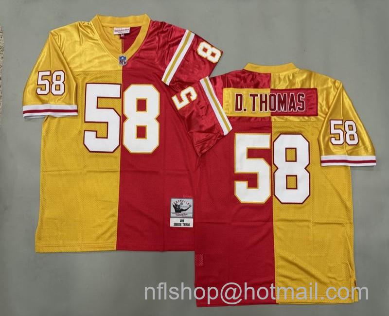 Men's Kansas City Chiefs #58 Derrick Thomas Red Yellow Split 1994 Mitchell & Ness Jersey