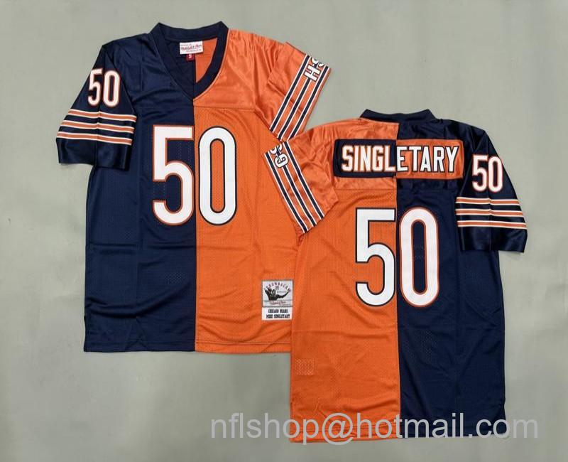 Men's Chicago Bears #50 Mike Singletary Split Mitchell & Ness Jersey