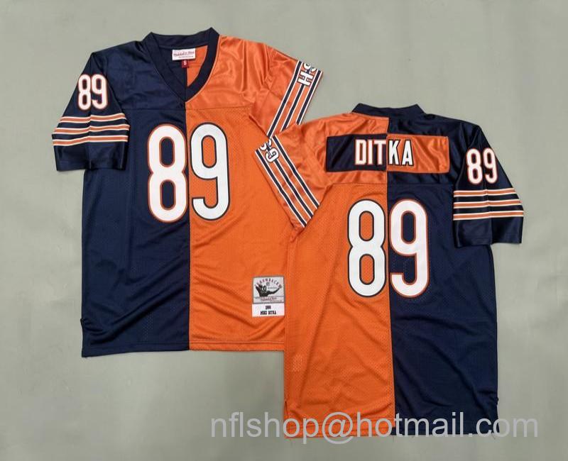Men's Chicago Bears #89 Mike Ditka Split 1966 Mitchell & Ness Jersey