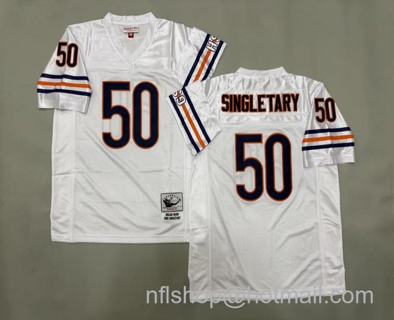 Men's Chicago Bears #50 Mike Singletary White Mitchell & Ness Jersey