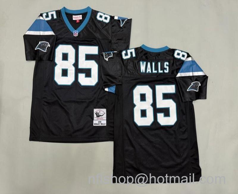 Men's Carolina Panthers #85 Wesley Walls Black 1996 Mitchell & Ness Jersey
