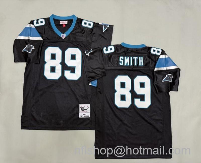 Men's Carolina Panthers #89 Steve Smith Black 2003 Mitchell & Ness NFL Jersey
