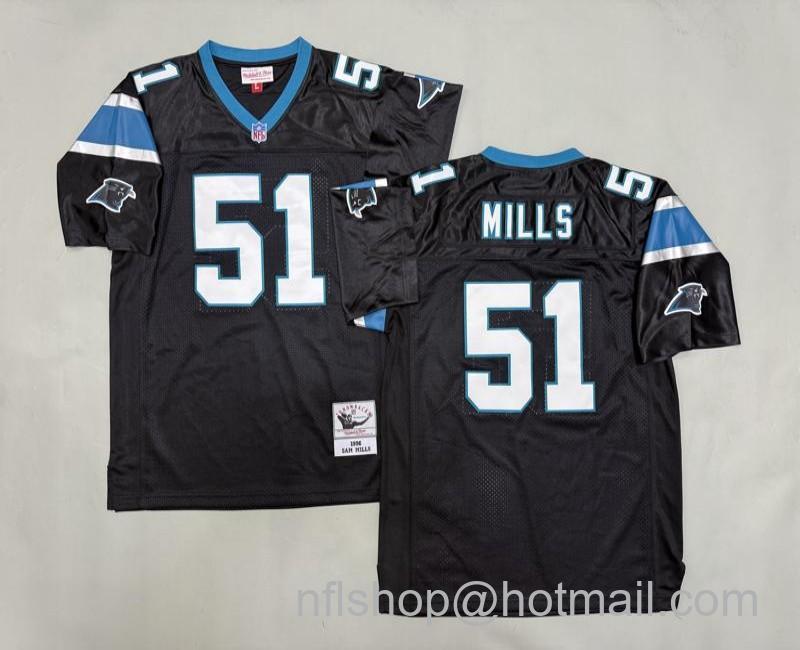 Men's Carolina Panthers #51 Sam Mills Black 1996 Mitchell & Ness Jersey