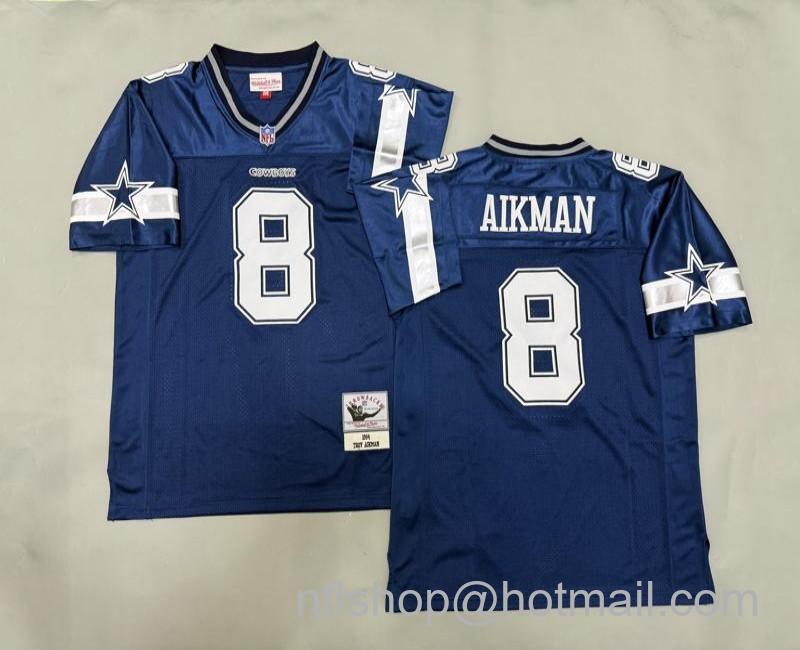 Men's Dallas Cowboys #8 Troy Aikman Navy Blue 1994 Mitchell & Ness Jersey
