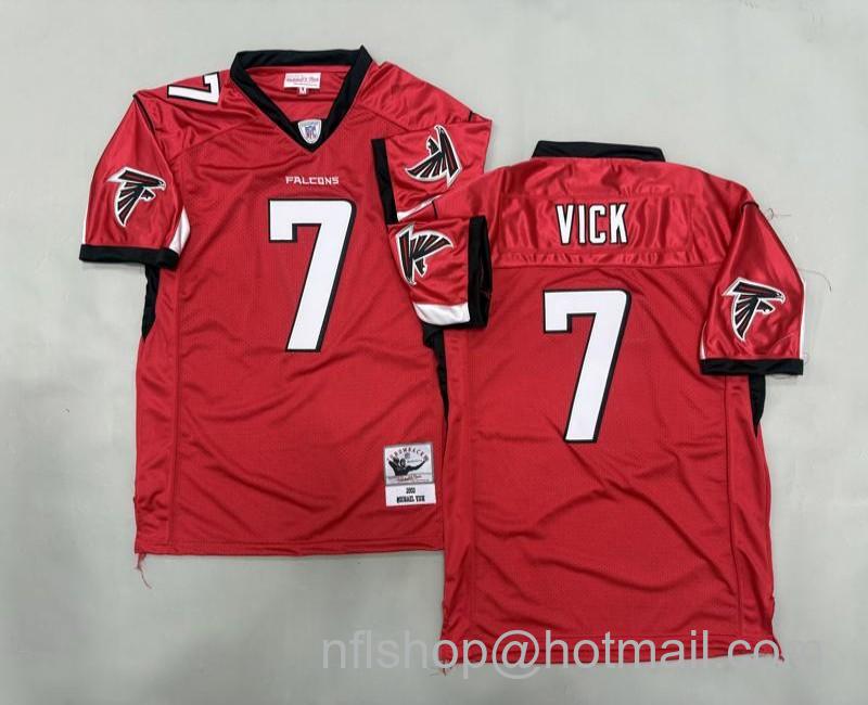 Men's Atlanta Falcons #7 Michael Vick Red 2003 Mitchell & Ness NFL Jerseys