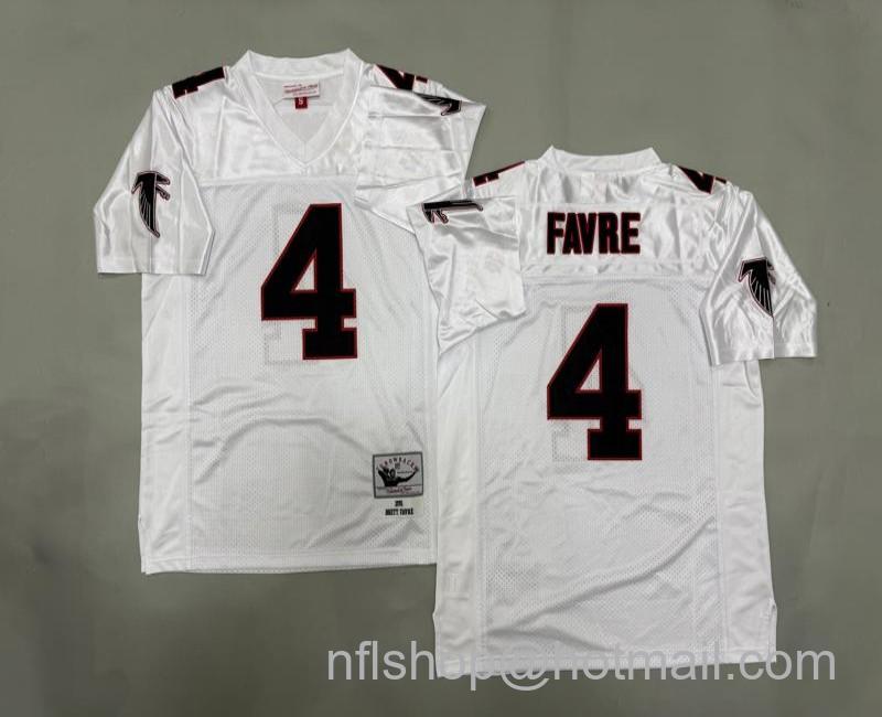 Men's Atlanta Falcons #4 Brett Favre White 1991 Mitchell & Ness Jersey