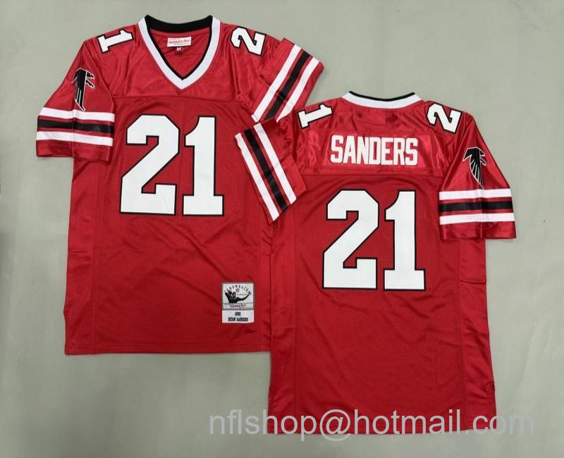 Men's Atlanta Falcons #21 Deion Sanders Red 1992 Mitchell & Ness Jersey
