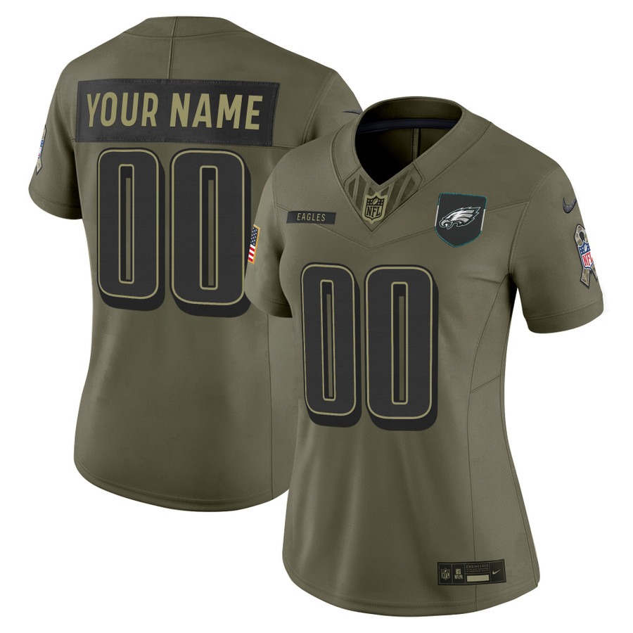 Women's Philadelphia Eagles Custom Olive 2025 Salute to Service Nike Limited Jersey