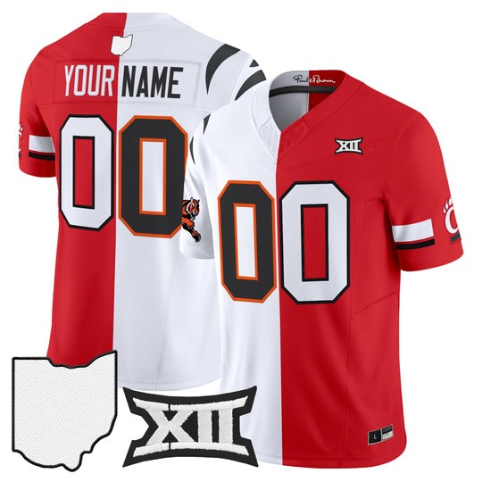 Men's Bengals x Bearcats Custom Split F.U.S.E. Vapor Limited Stitched Football Jersey