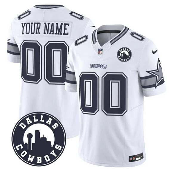 Men's Dallas Cowboys Active Player Custom White 2025 F.U.S.E. 'Dallas City' Patch Vapor Untouchable Limited Stitched Football Jersey