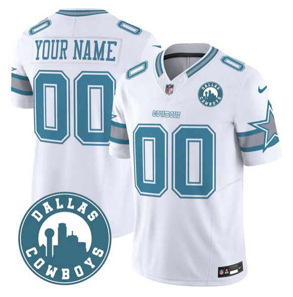 Men's Dallas Cowboys Active Player Custom White Heritage 2025 F.U.S.E. 'Dallas City' Patch Vapor Untouchable Limited Stitched Football Jersey