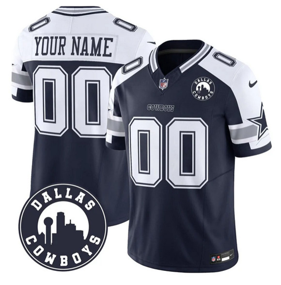 Men's Dallas Cowboys Active Player Custom Navy White 2025 F.U.S.E. 'Dallas City' Patch Vapor Untouchable Limited Stitched Football Jersey