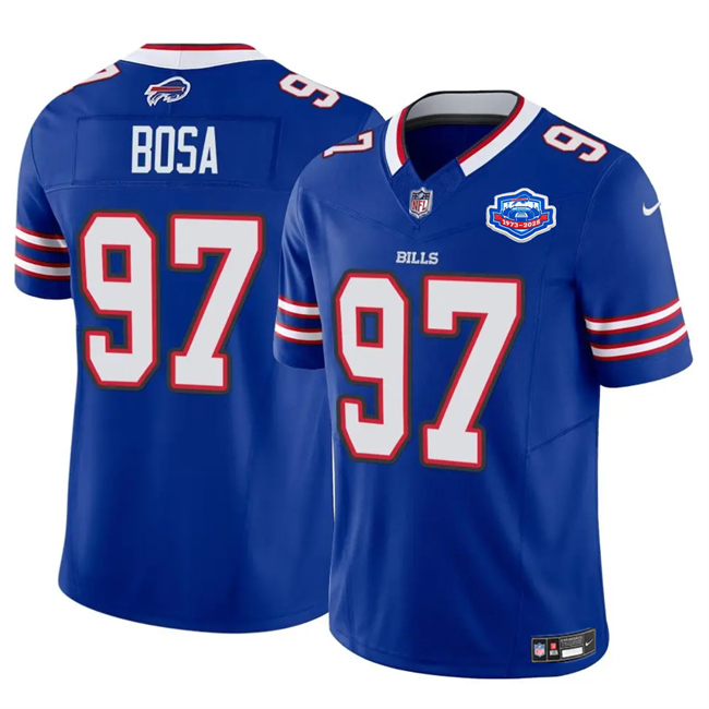 Men's Buffalo Bills #97 Joey Bosa Blue 2025 F.U.S.E. With Farewell Patch Vapor Untouchable Limited Stitched Football Jersey