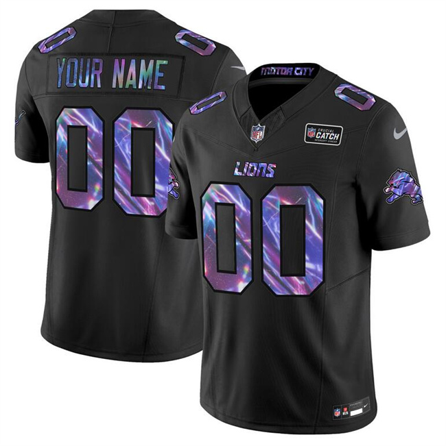 Men's Detroit Lions Active Player Custom Black 2025 Crucial Catch F.U.S.E. Vapor Limited Stitched Football Jersey