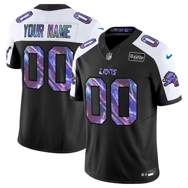 Men's Detroit Lions Active Player Custom Black Alternate 2025 Crucial Catch F.U.S.E. Vapor Limited Stitched Football Jersey