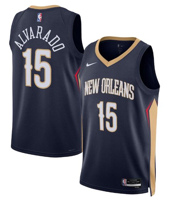 Toddlers New Orleans Pelicans #15 Jose Alvarado Navy Icon Edition Stitched Basketball Jersey