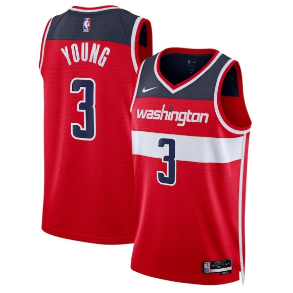 Men's Washington Wizards #3 Trae Young Red Icon Edition Stitched Jersey