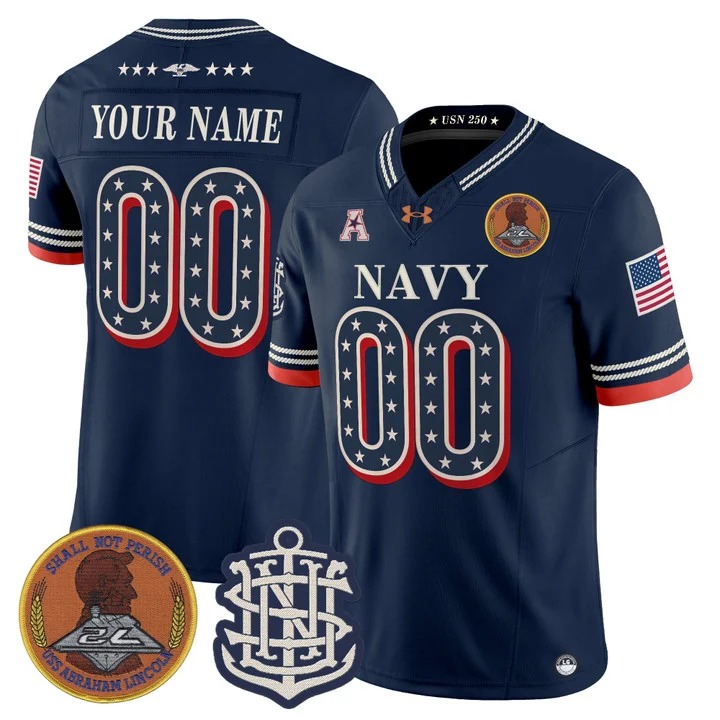 Men's Navy Midshipmen Custom Navy 1776-2026 America F.U.S.E. Vapor Limited Stitched Jersey