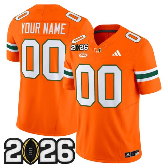 Men's Miami Hurricanes Custom Orange 2026 CFP Final Patch F.U.S.E. Vapor Limited Stitched Jersey