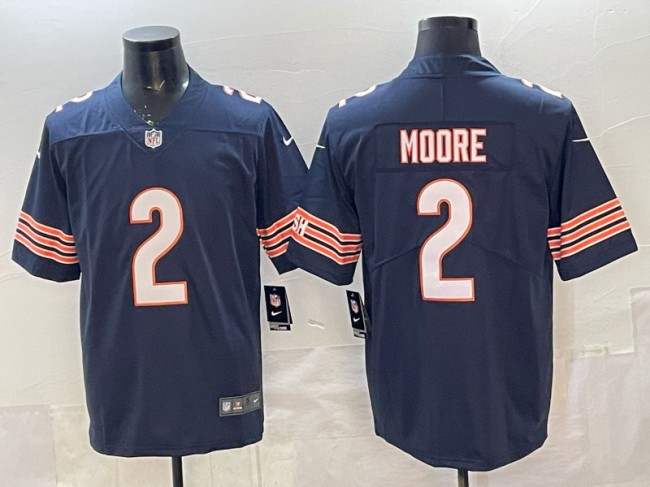 Men's Chicago Bears #2 DJ Moore Navy Vapor Untouchable Limited Stitched Football Jersey