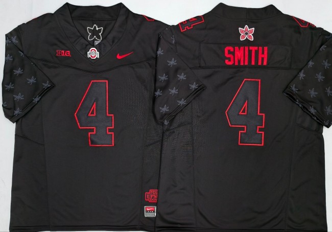 Men's Ohio State Buckeyes #4 Jeremiah Smith Black 'Stranger Things Edition' F.U.S.E. Vapor Limited Stitched Football Jersey
